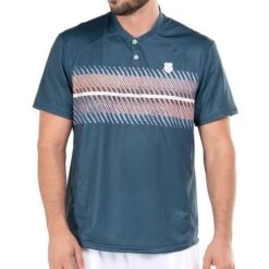 K-Swiss K Swiss Orion Blue & Polaris Short Sleeve Henley -Tennis Gear Shop KMT32 T52435