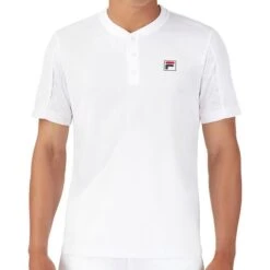 Fila White Line Short Sleeve Henley -Tennis Gear Shop TM31D099 100